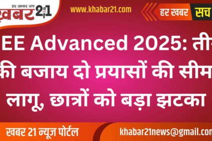 JEE Advanced 2025: Attempts Reduced to Two, Students Face Setback