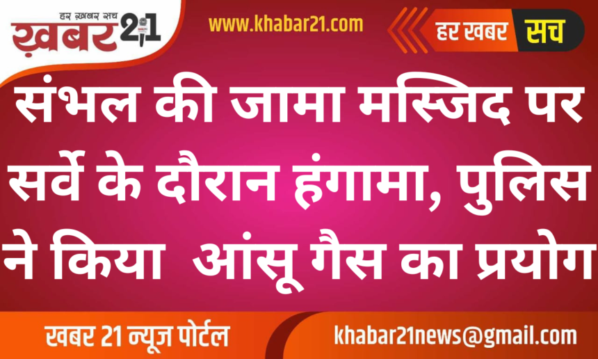 Chaos during survey at Jama Masjid in Sambhal, police used tear gas