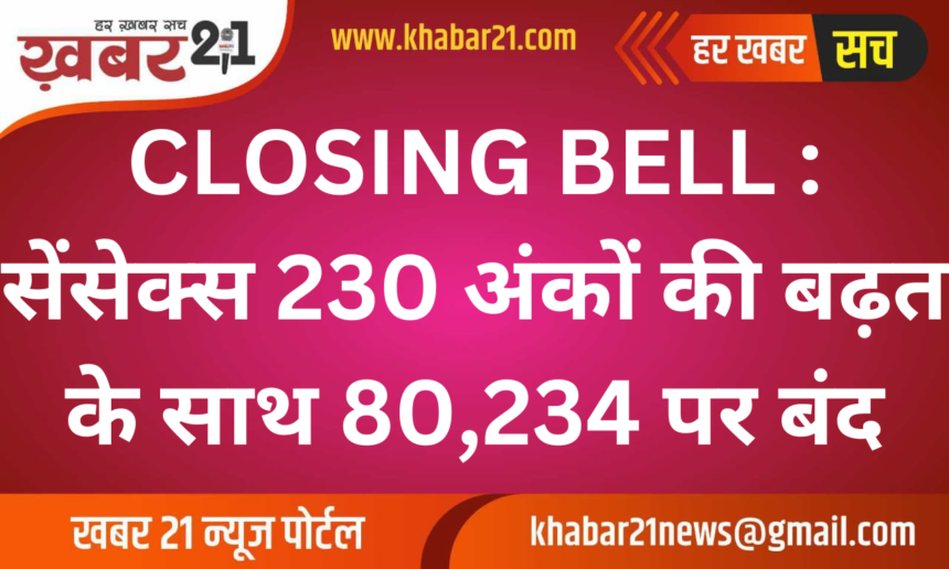 Sensex Rises 230 Points, Closes at 80,234