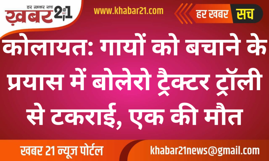Kolayat: Bolero Collides with Tractor Trolley While Avoiding Cows, One Dead