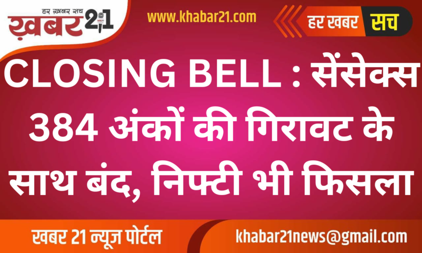 Sensex Closes 384 Points Lower, Nifty Slips
